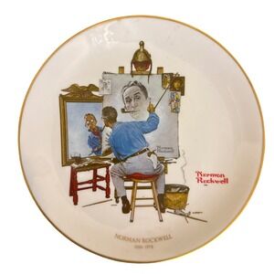 Norman Rockwell Triple Self Portrait Gorham Fine China Collector Plate 1978 USA